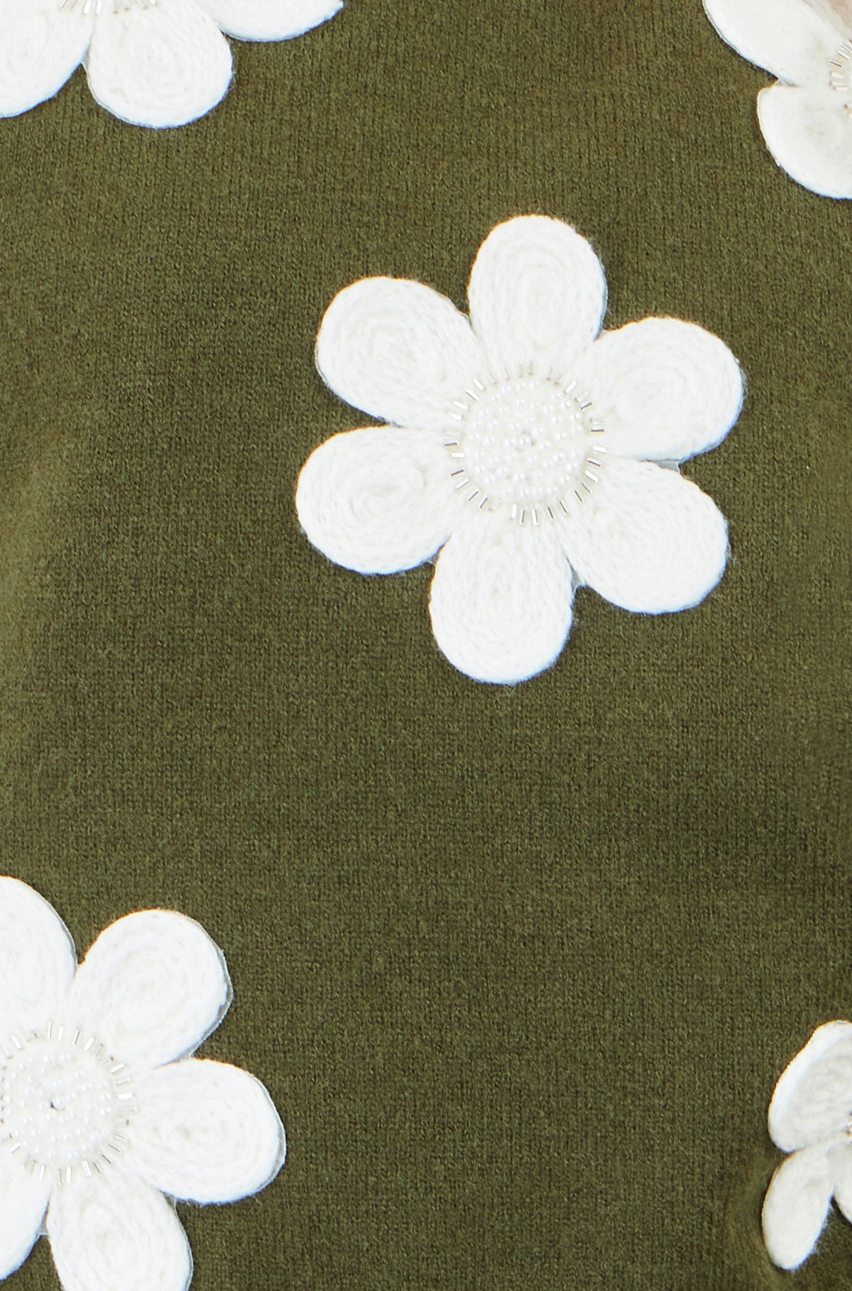 Yumi Green Flower Applique Knit Tank Knit Pullover Yumi