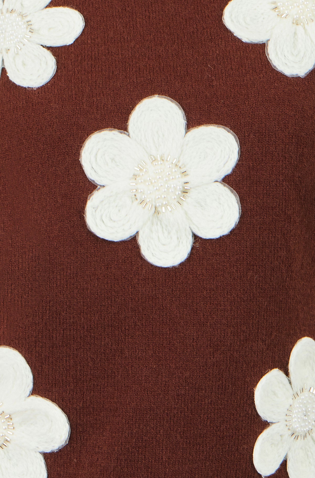 Yumi Brown Flower Applique Knit Tank Knit Pullover Yumi