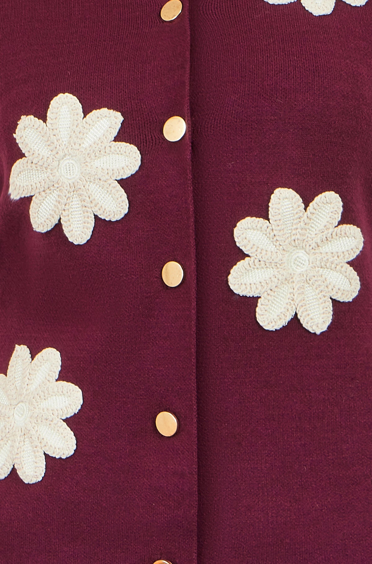 Yumi Burgundy Flower Applique Knit Waistcoat Knit Pullover Yumi