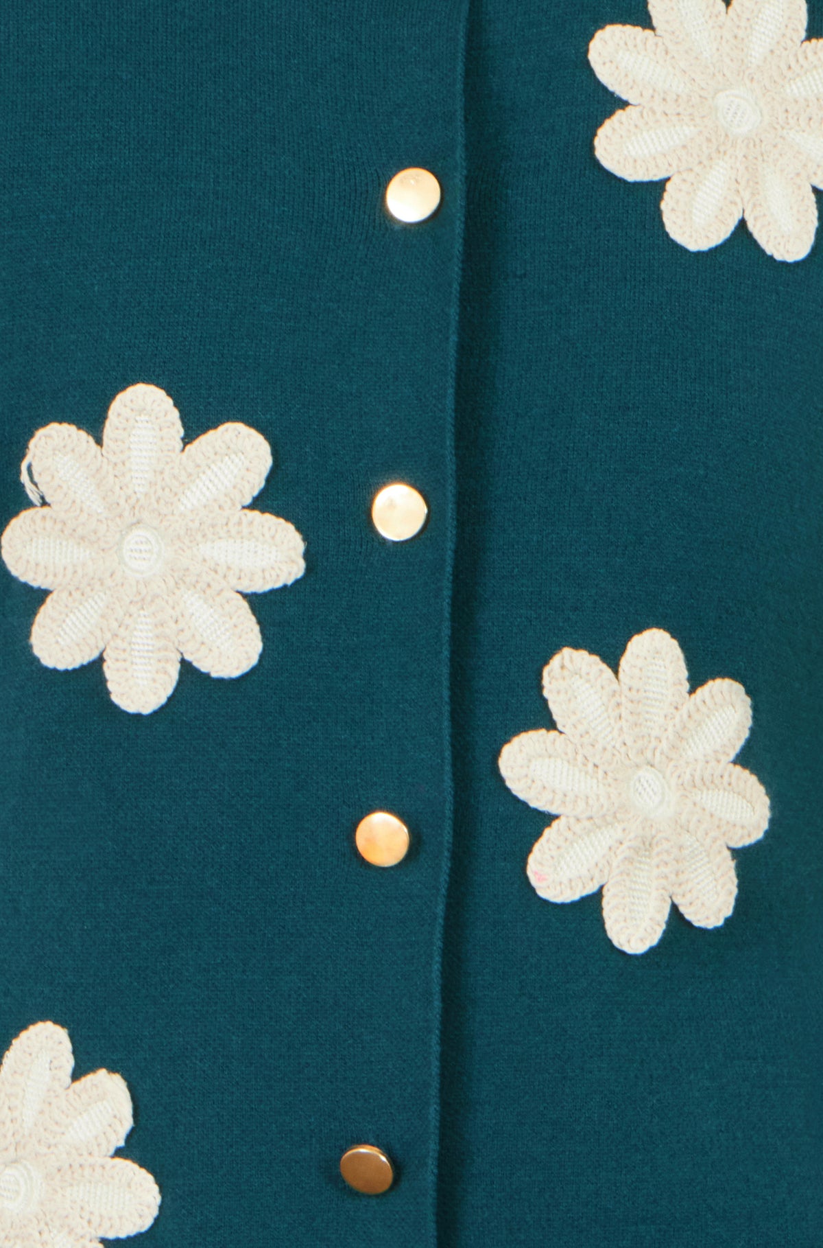 Yumi Teal Flower Applique Knit Waistcoat Knit Pullover Yumi