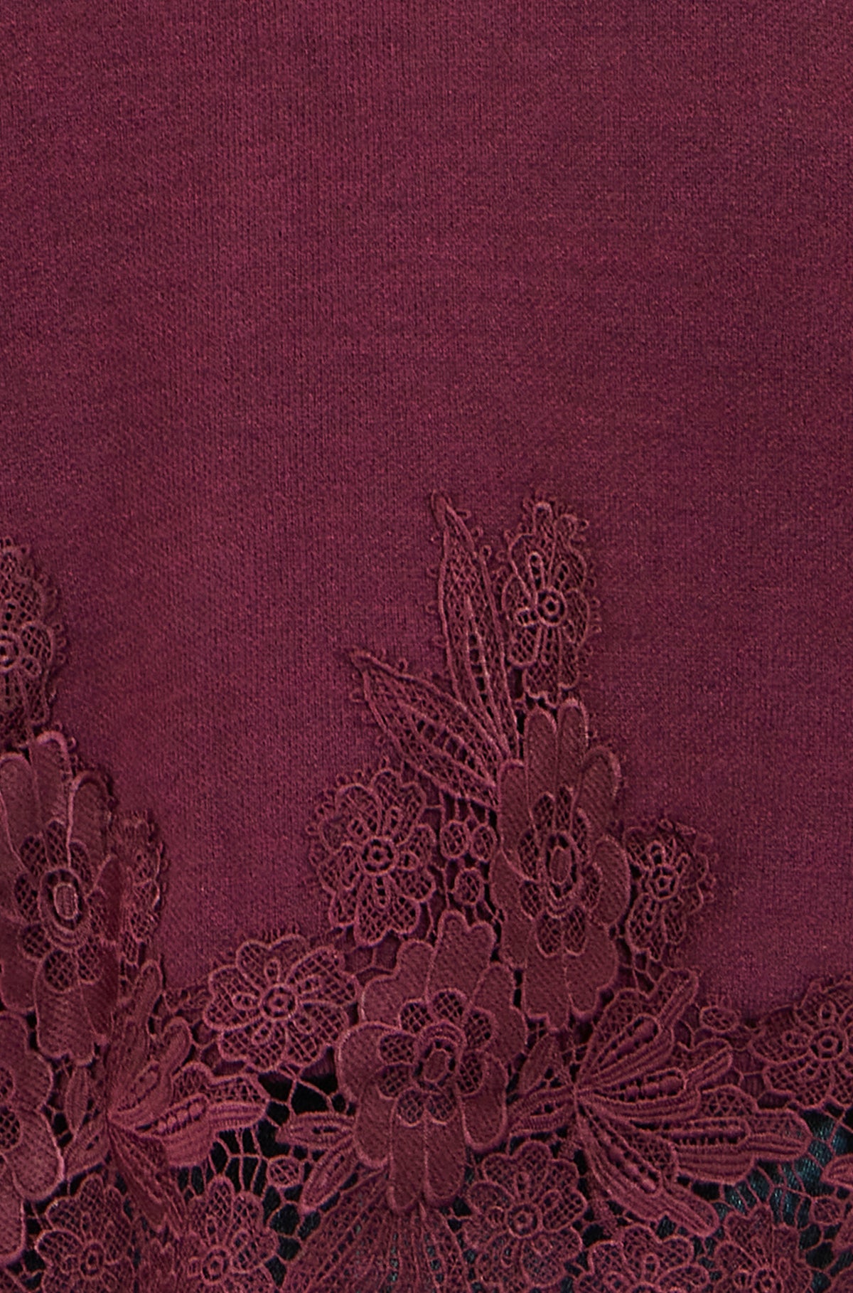 Yumi Burgundy Viscose Relaxed Jumper With Lace Trim Knit Jumper Yumi