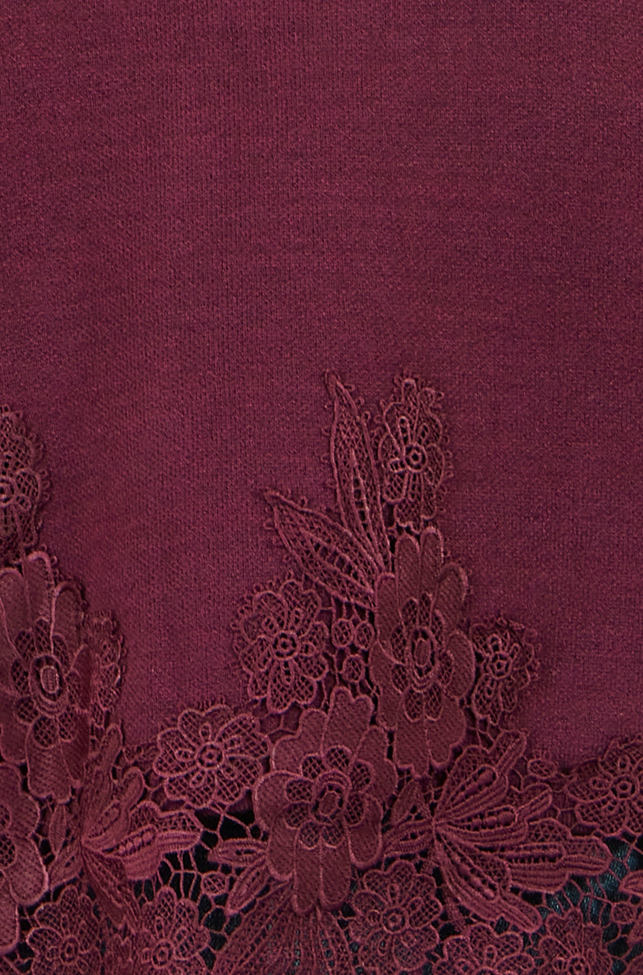 Yumi Burgundy Viscose Relaxed Jumper With Lace Trim Knit Jumper Yumi