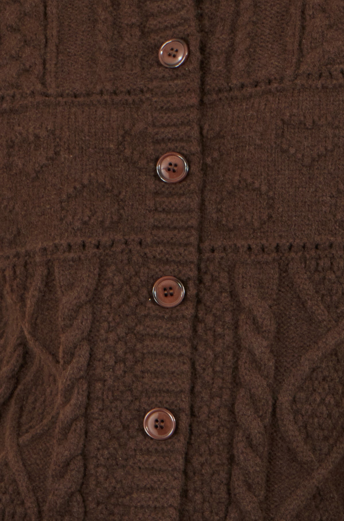 Yumi Brown Cable Knit Boxy Jacket Knit Cardigan Yumi