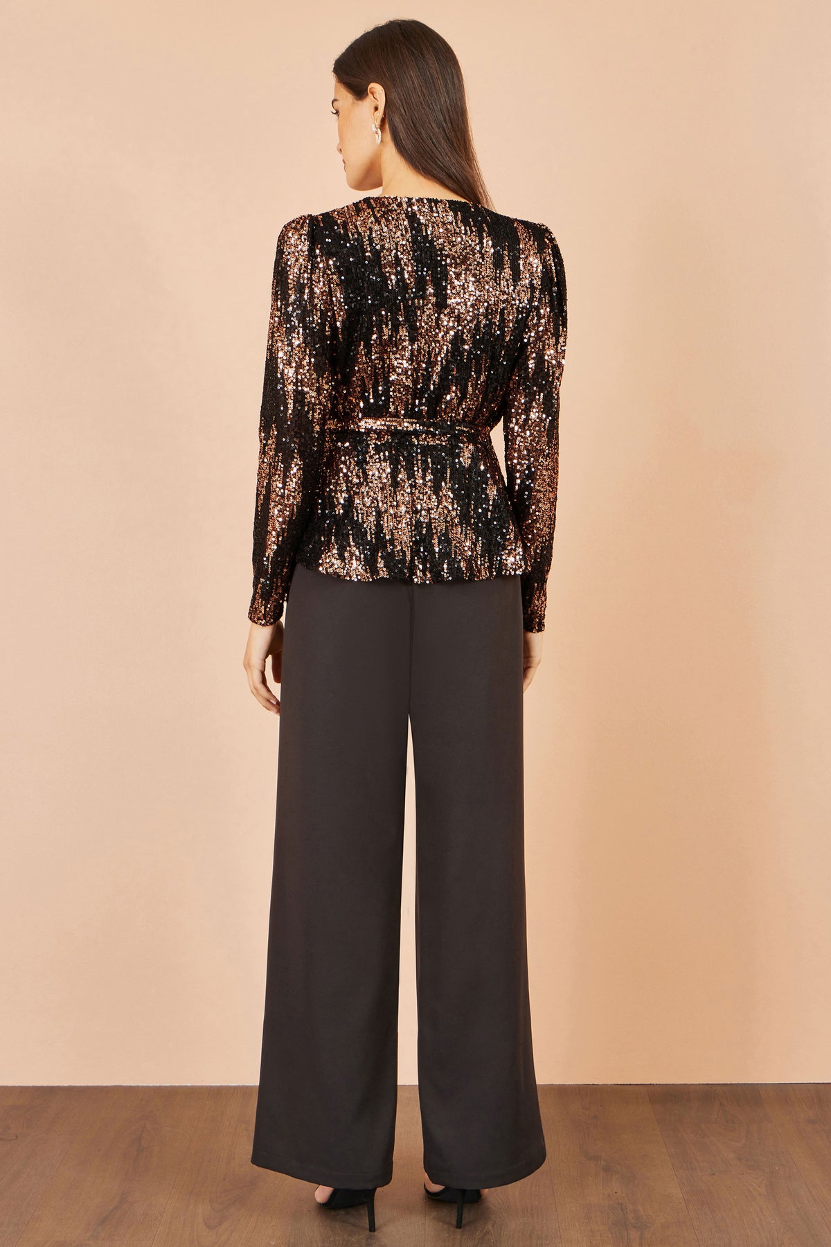 Yumi Multicolour Sequin Long Sleeve Wrap Top Tops Yumi