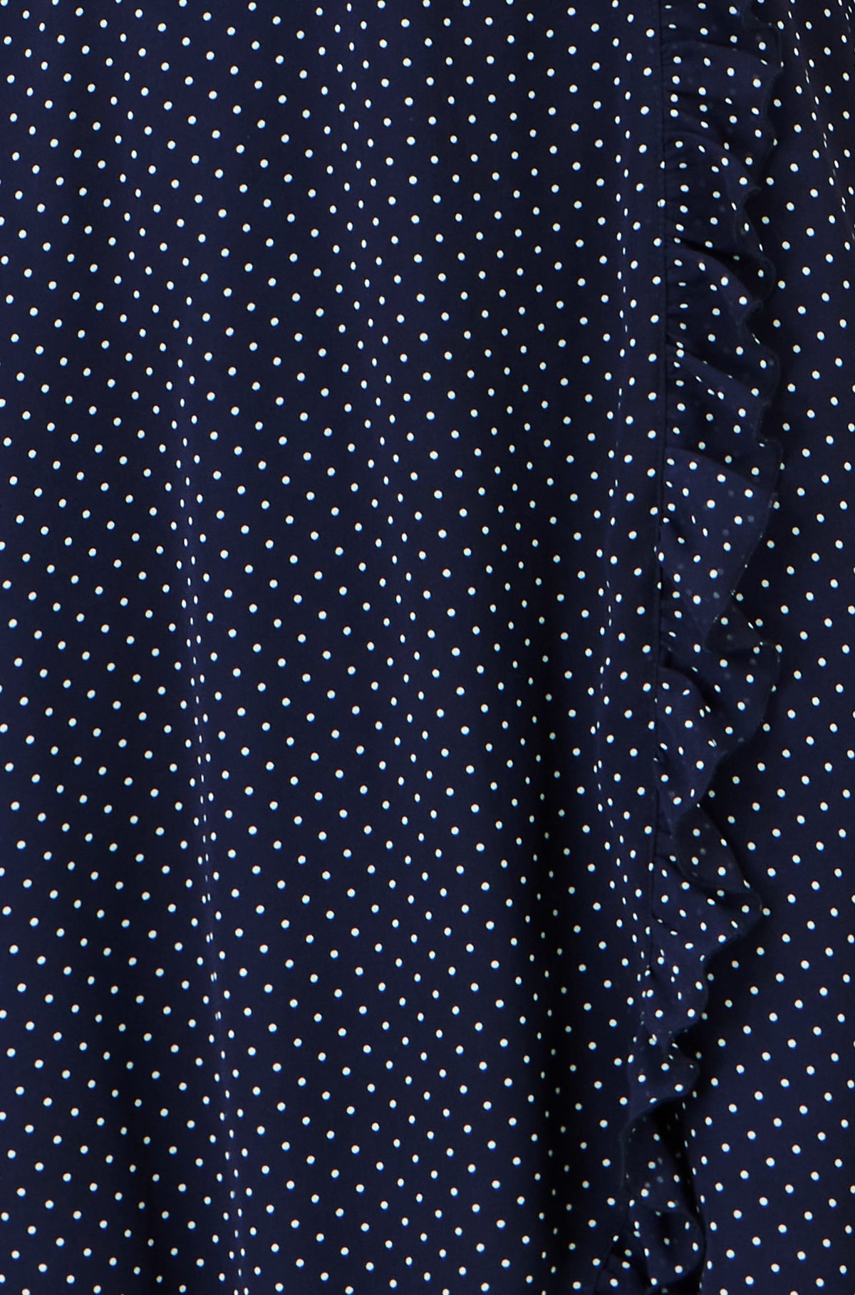Yumi Navy Polka Dot Midi Wrap Frill Dress Dress Casual Yumi