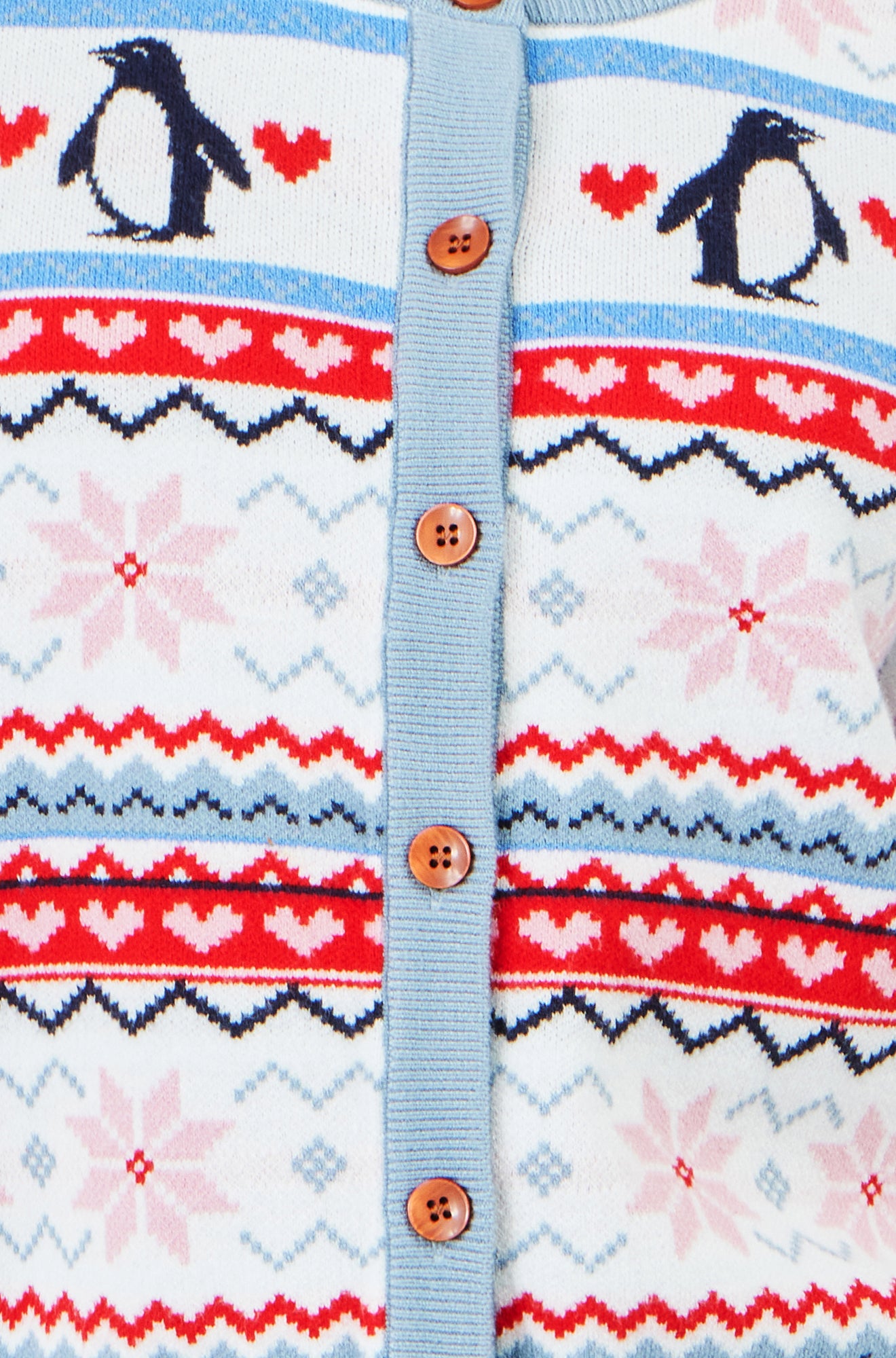 Yumi Red Penquin Fairisle Cardigan