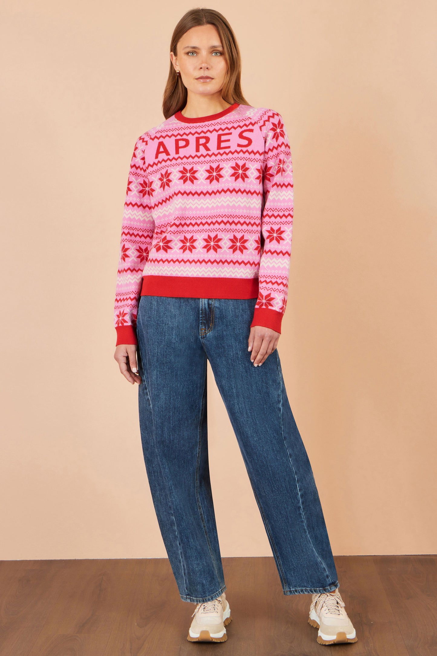 Yumi Red Apres Intarsia Jumper