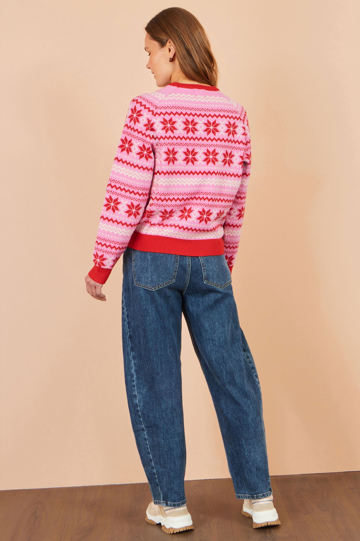 Yumi Red Apres Intarsia Jumper