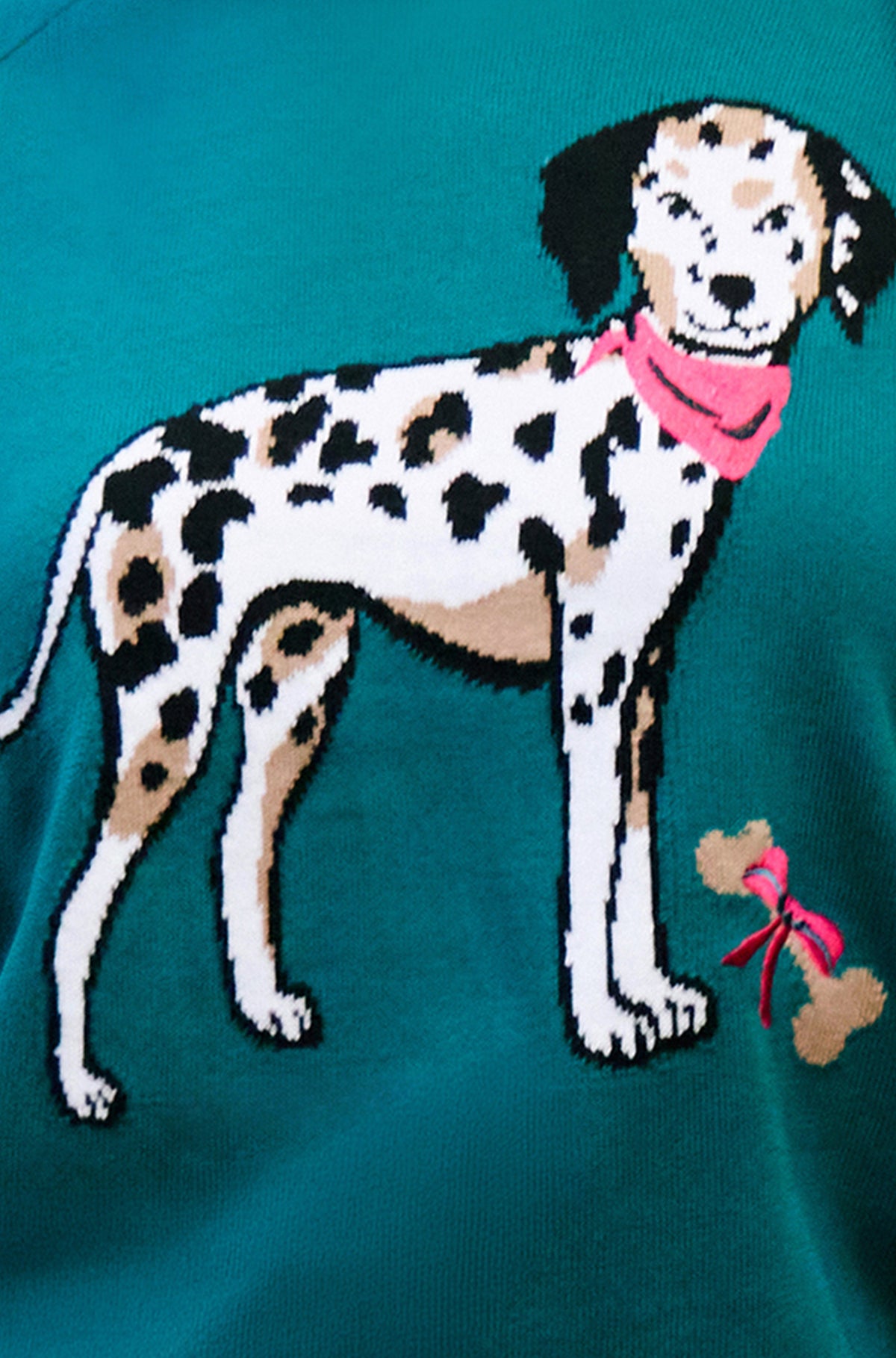 Yumi Teal Dalmatian Intarsia Relaxed Jumper Knit Jumper Yumi