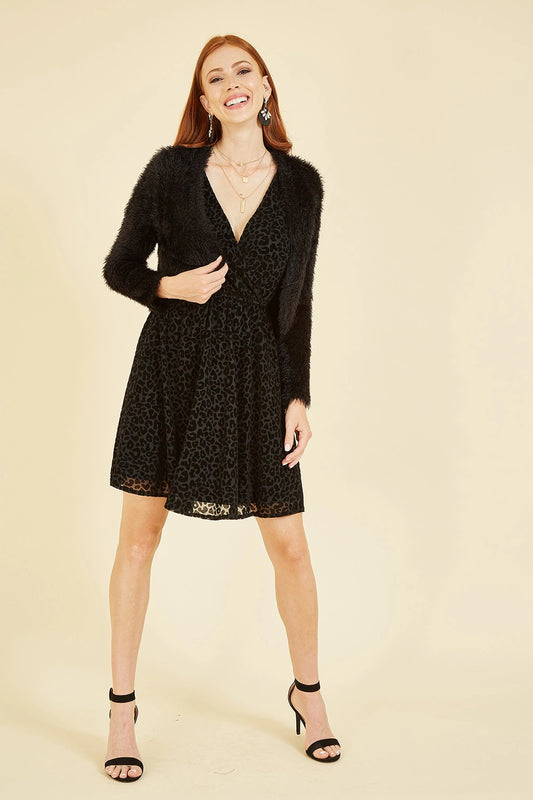 Yumi Black Eyelash Knit Bolero Yumi