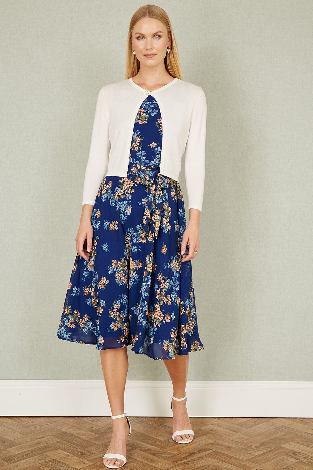 Yumi Ivory Diamante Button Cropped Cardigan Yumi