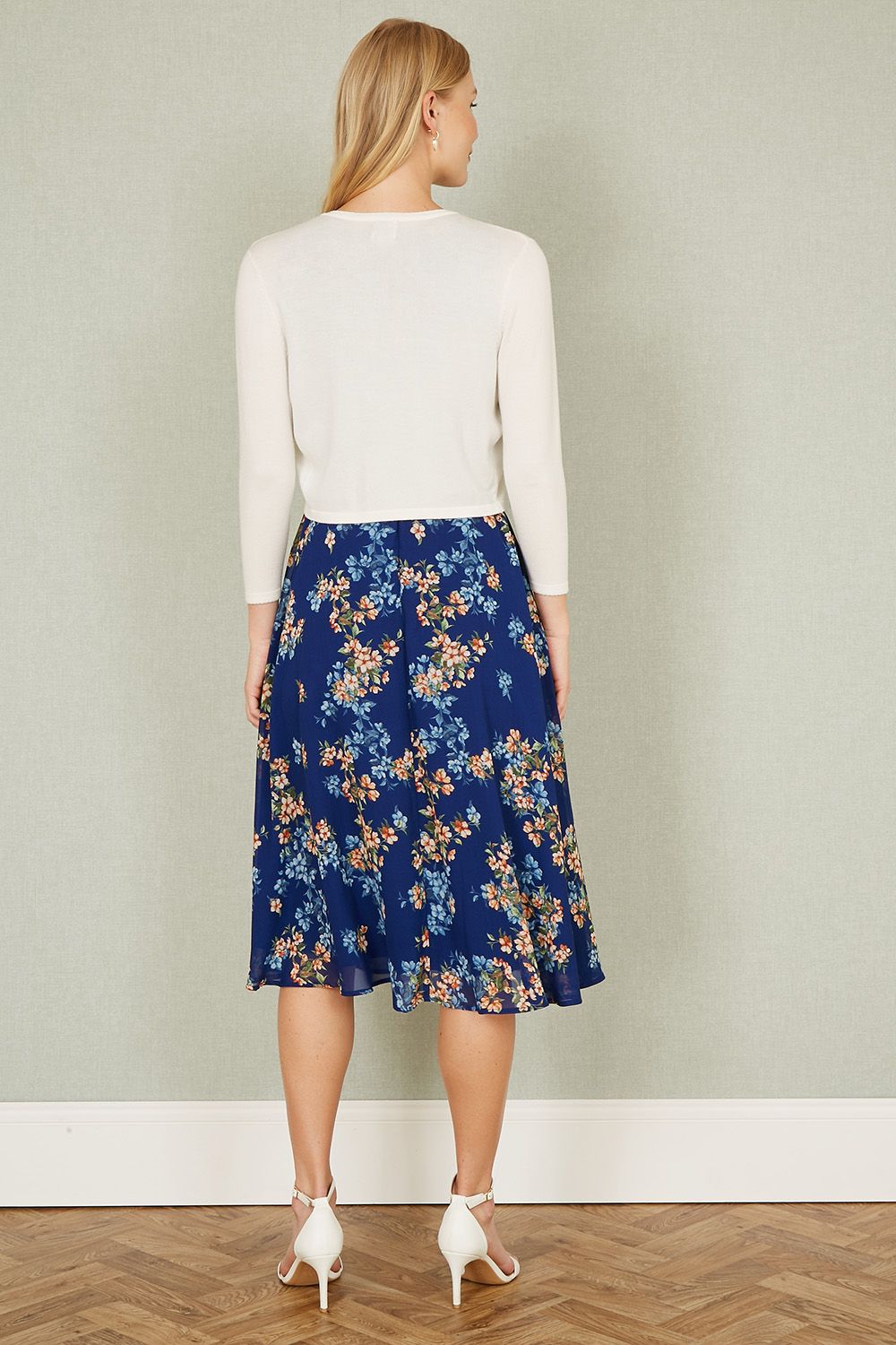 Yumi Ivory Diamante Button Cropped Cardigan Yumi