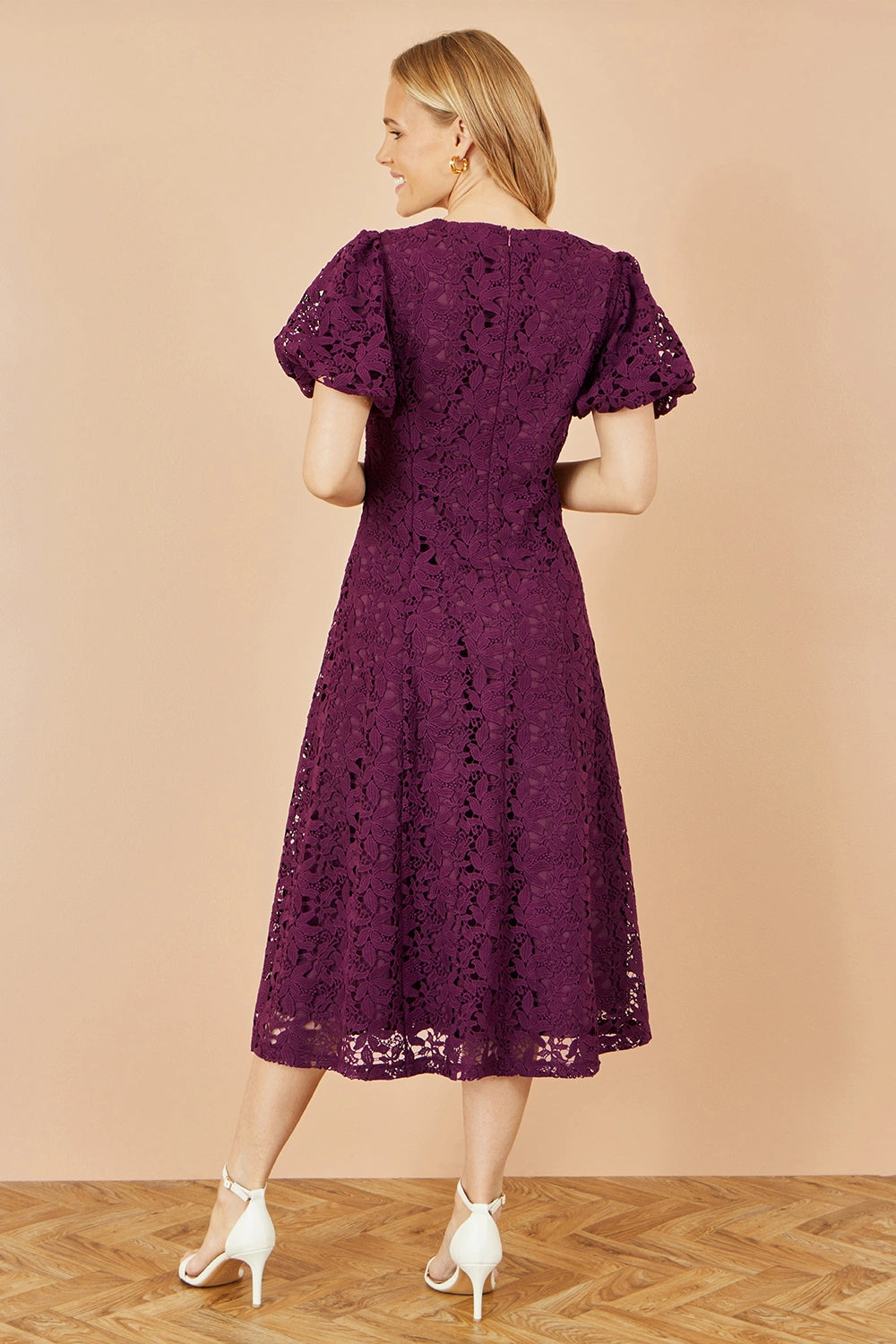 midi burgundy lace dress Yumi Skater narrow CHLOÉ CHLOÉ Vertical Linen Modern romance with a Color:Yellow 1